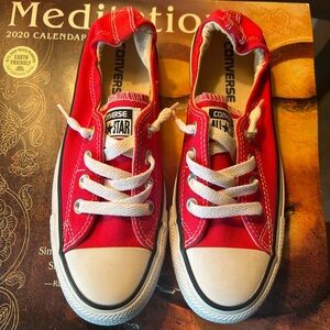 Converse Red and White Classic Slip on Sneakers